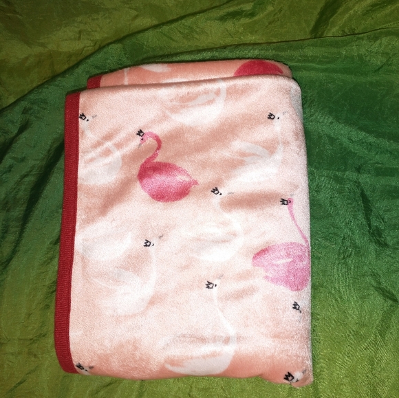Pink and White Swan Receiving Blanket and Latte Teething Toy - Picture 4 of 5